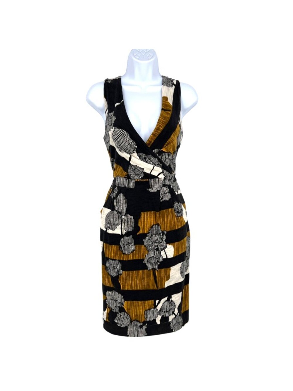 Deletta Anthropologie Abstract Print Sleeveless V-Neck Dress Size Small NWT